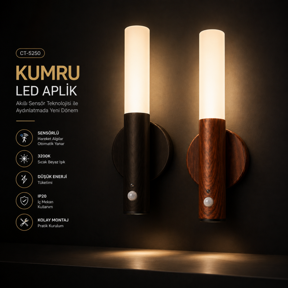 CATA CT-5250 Kumru Sensörlü LED Aplik