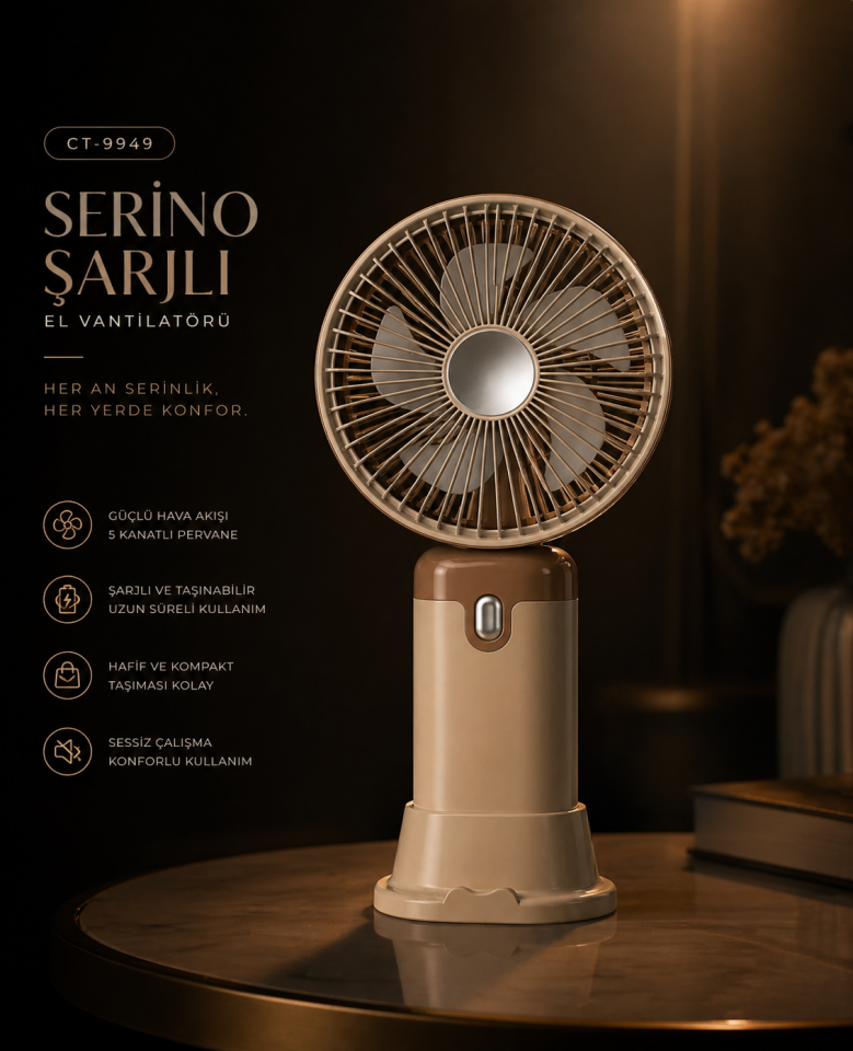 CATA CT-9949 Serino Şarjlı El Vantilatörü