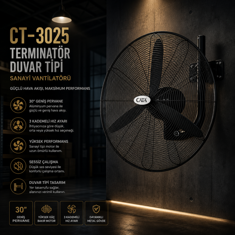 CATA CT-3025 Terminator Duvar Tipi Sanayi Vantilatörü