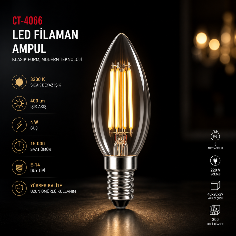 CATA CT-4066 4w LED Filaman Ampul 3200k