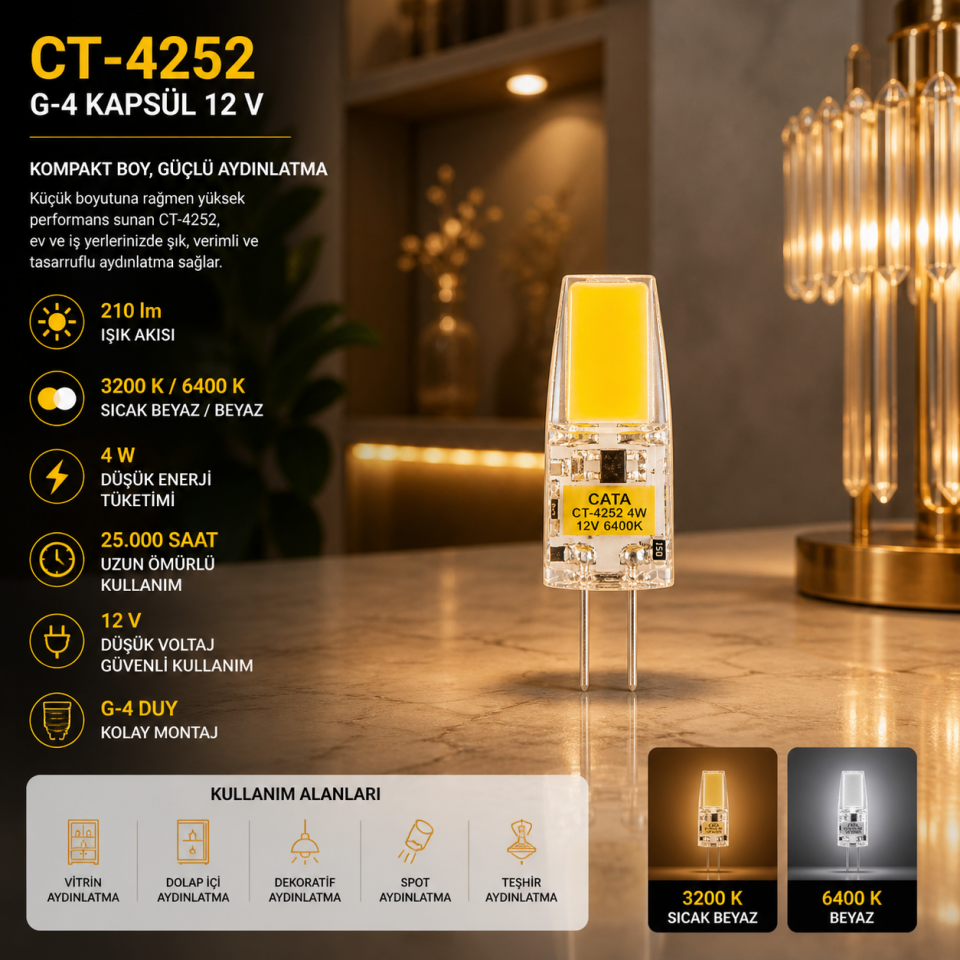 CATA CT-4252 4W G4 Kapsül LED Ampul