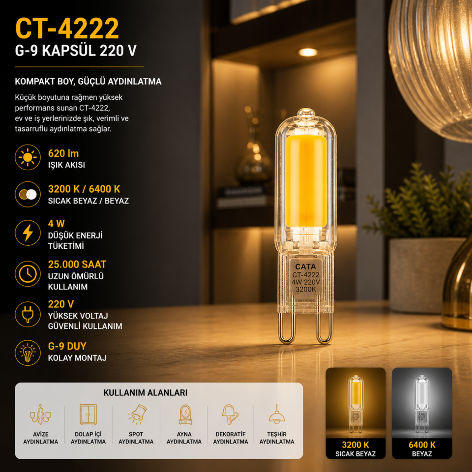 CATA CT-4222 4W G9 Kapsül LED Ampul