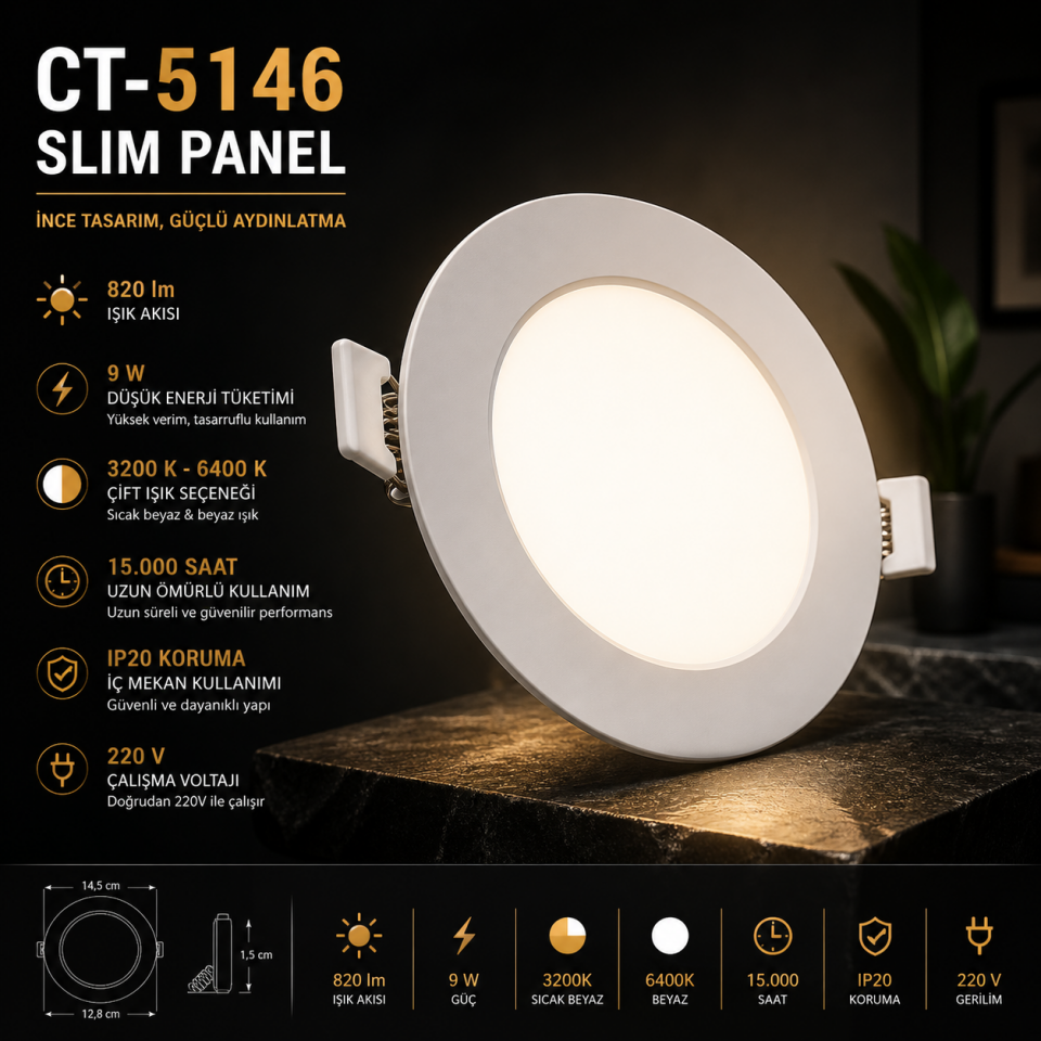 CATA CT-5146 9W Slim Panel LED