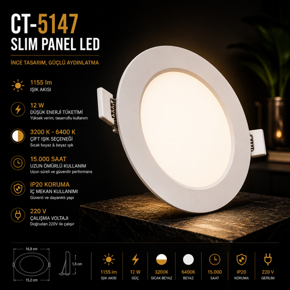 CATA CT-5147 12W Slim Panel LED