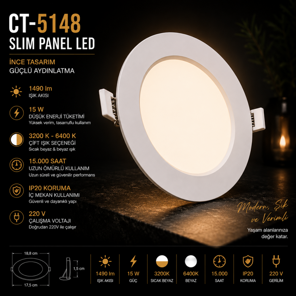 CATA CT-5148 15W Slim Panel LED
