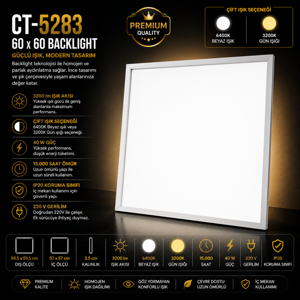 CATA CT-5283 40W 60x60 Backlight Panel 10 ADET