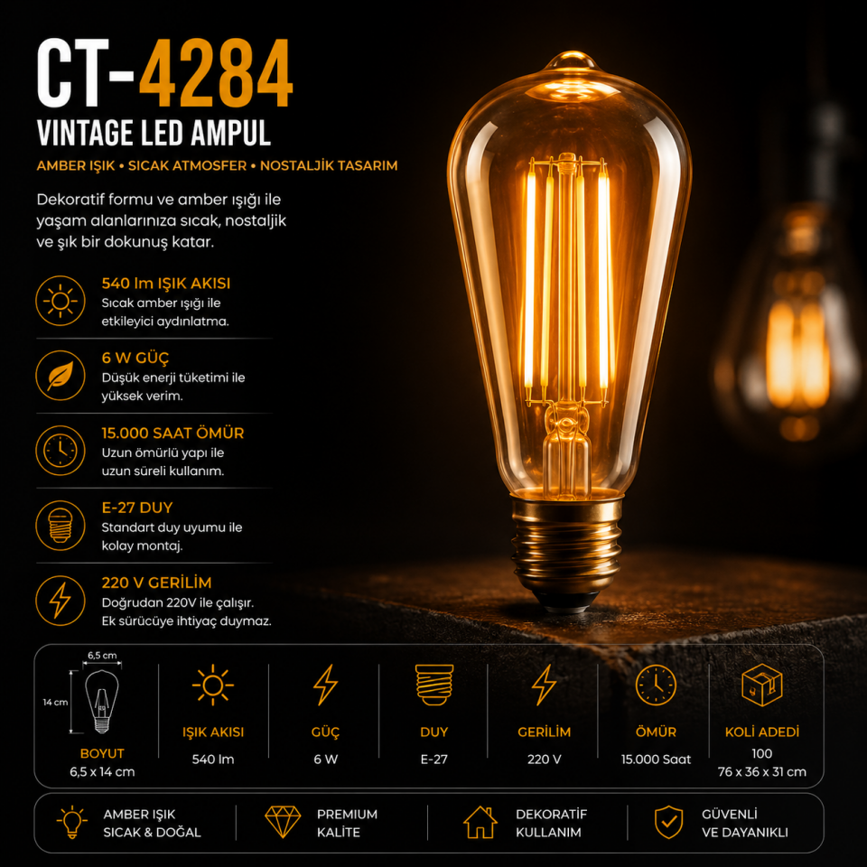 CATA CT-4284 6W Vintage LED Ampul