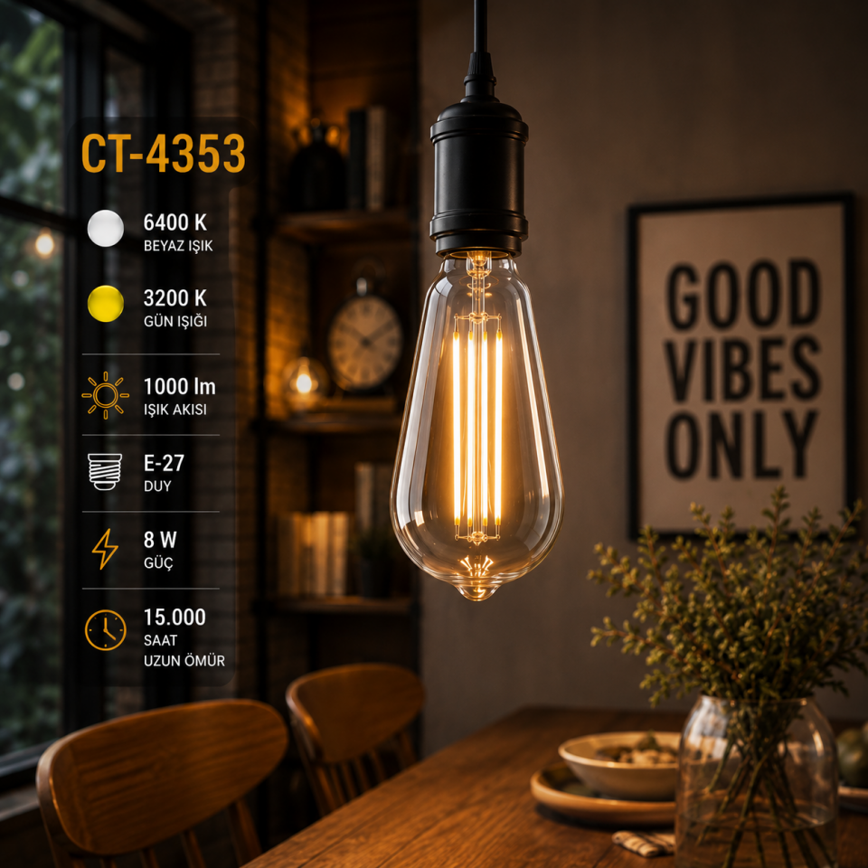 CATA CT-4353 8W Vintage LED Ampul