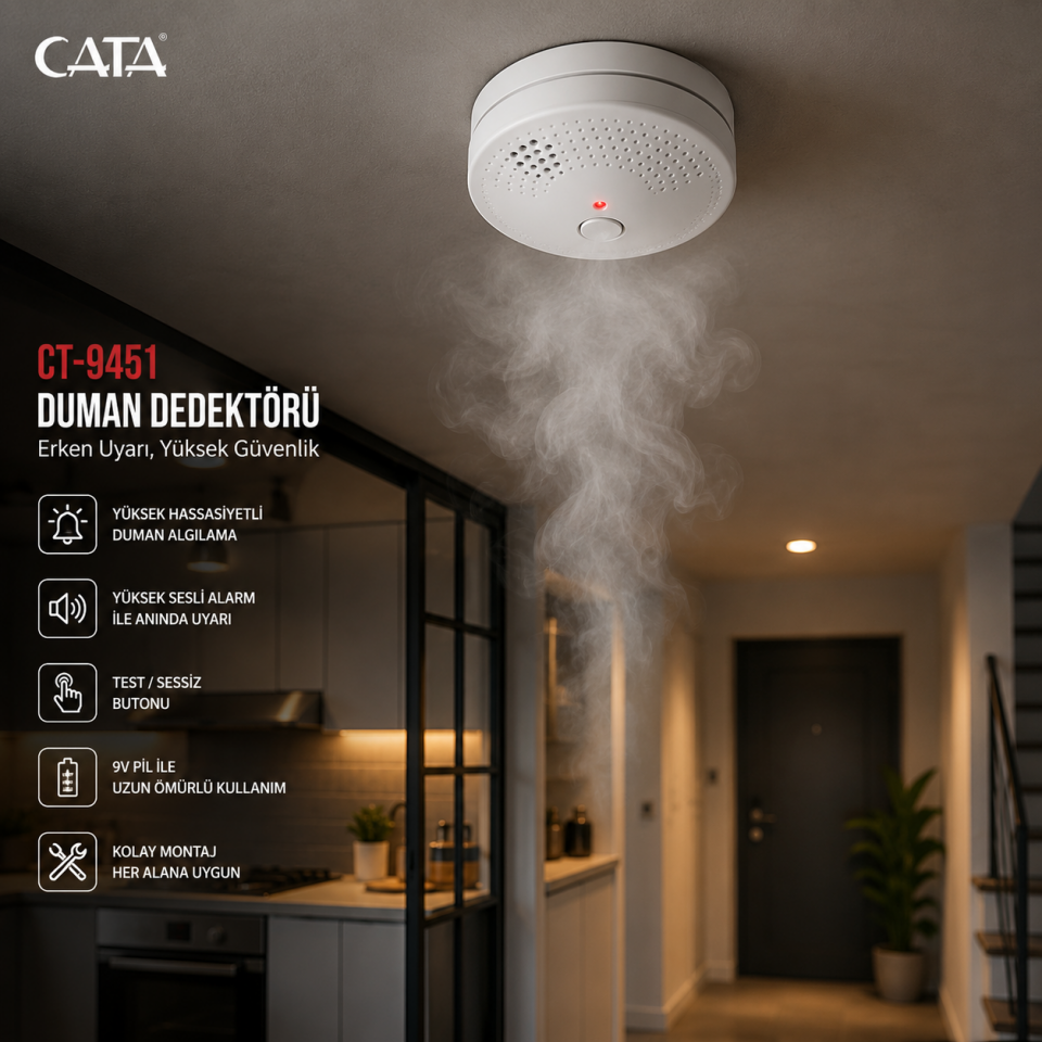 CATA CT-9451 Duman Dedektörü ( Pil Dahil Değildir)