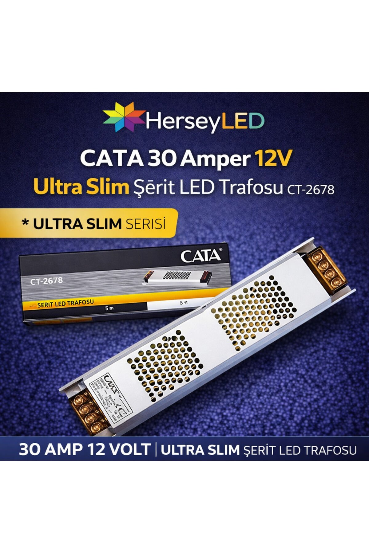 30 Amper 12v Ultra Slim Şerit Led Trafosu CT-2678