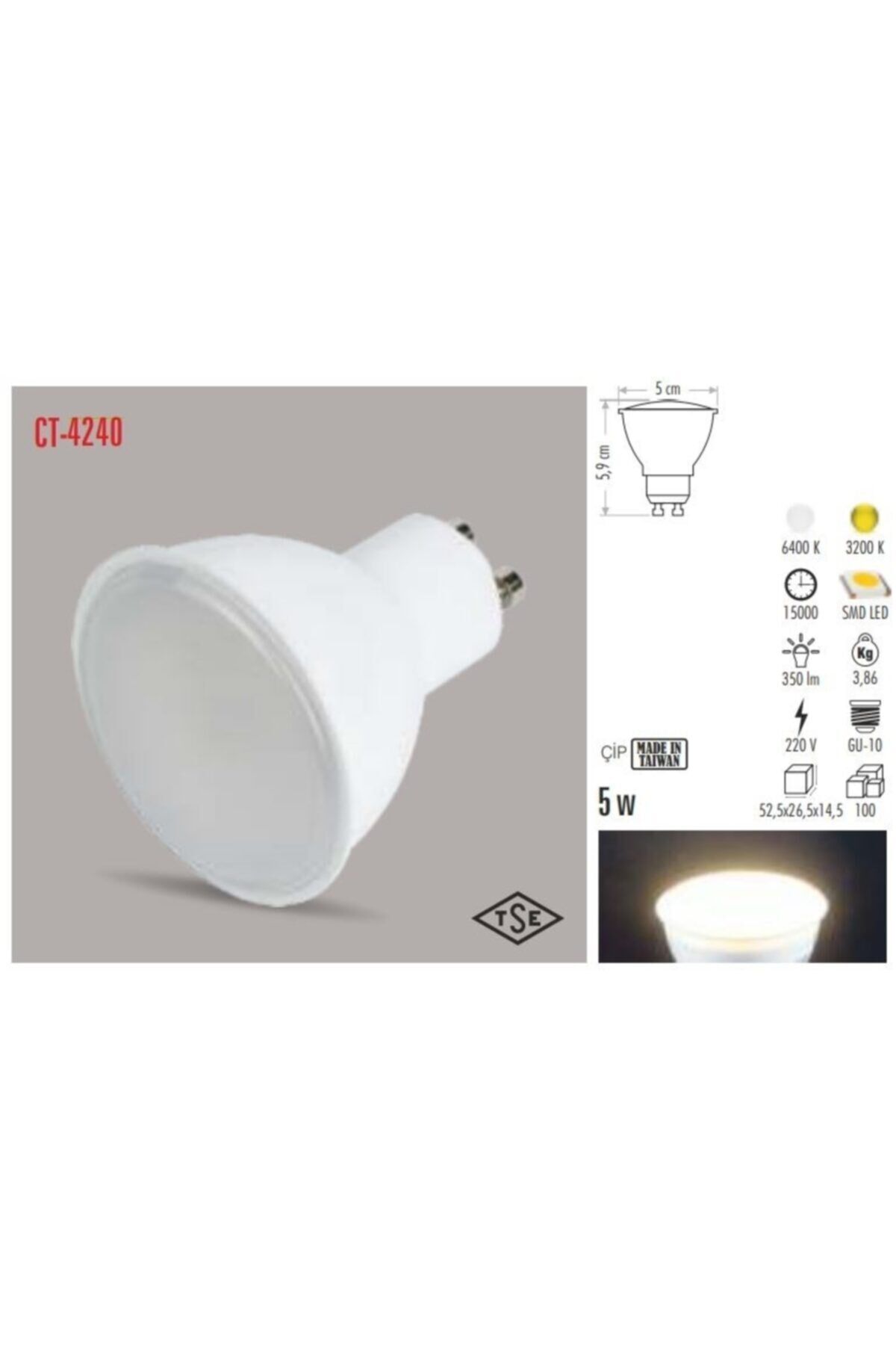 5 Watt Led Ampul (gu10) Gün Işığı