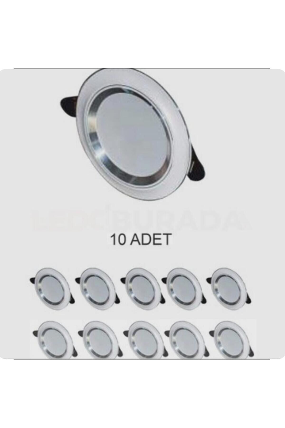 10 ADET 6 W Sıva Altı Cob Led Beyaz-krom Kasa Spot Gömme Tavan Armatürü 3 Renk Ct-5257 (10 ADET)