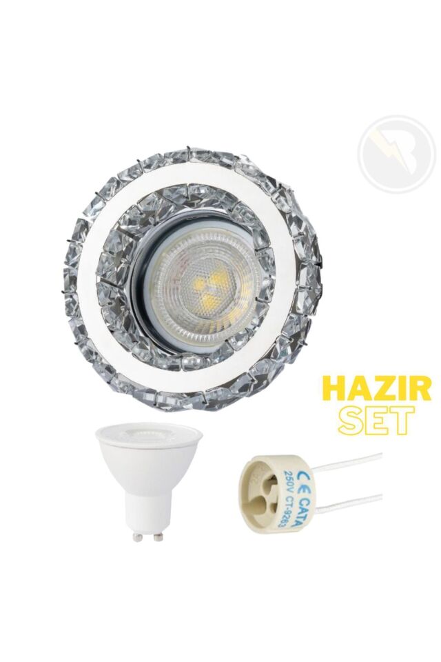 Berfin Dekoratif Modern Salon, Koridor, Mutfak, Lamba Kristal Cam Spot 7W Beyaz Işık - CT-6584