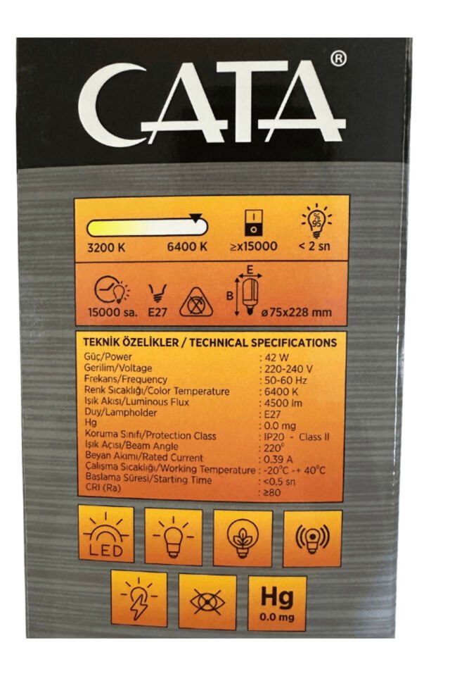 CT-1152 42W 6400K (Beyaz Işık) E27 Duylu Led Pervane Ampul