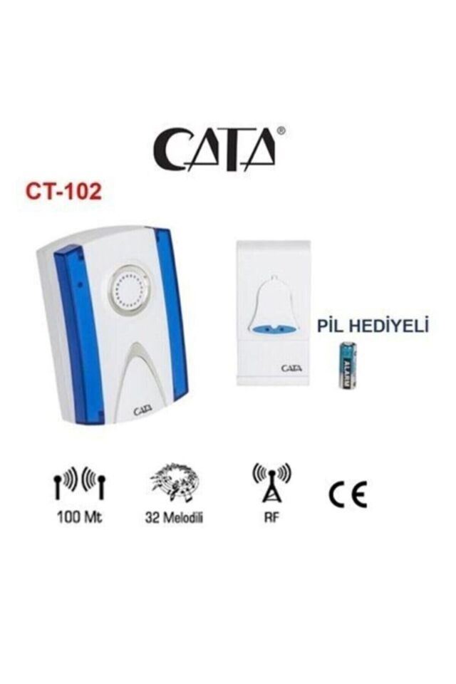 Cata Kablosuz Kapı Zili Pilli Ct-102 Karışık renkli