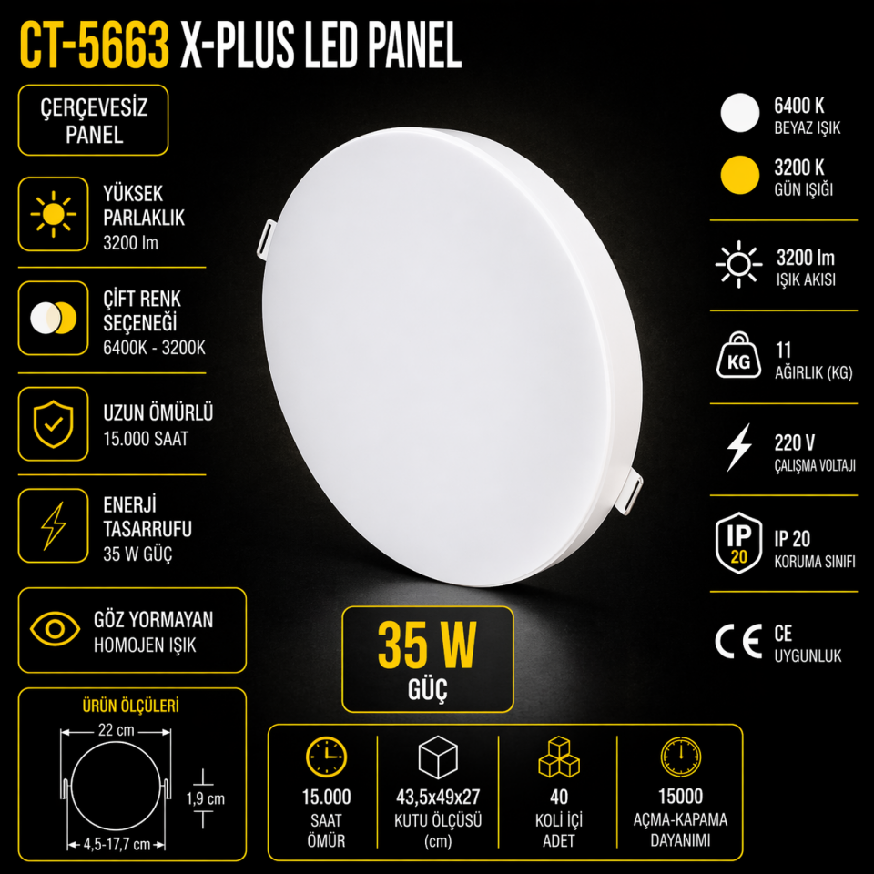 CATA CT-5663 35W X-PLUS Ayarlanabilir LED Panel